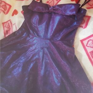 Shimmering Purple Dress with Bow